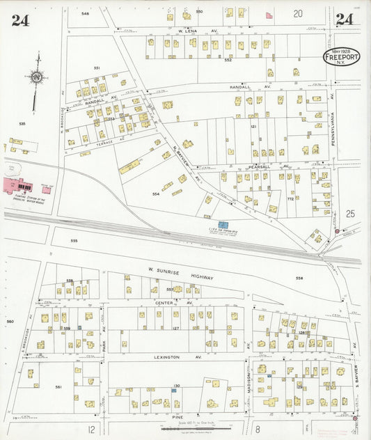 Sanborn Fire Insurance Map from Freeport, Nassau County, New York (1928), Sheet #0024 - Historic Sanborn Fire Insurance Map Print, vintage old map wall art, antique decor, genealogy gift, New York New York map