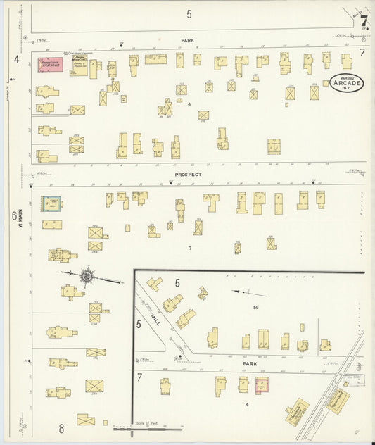 Sanborn Fire Insurance Map from Arcade, Wyoming County, New York (1912), Sheet #0007 - Historic Sanborn Fire Insurance Map Print, vintage old map wall art, antique decor, genealogy gift, New York New York map
