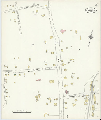 Sanborn Fire Insurance Map from Ridgefield, Fairfield County, Connecticut (1910), Sheet #0004 - Complete Map Set gallery image, historic Sanborn map, vintage wall art, Connecticut Connecticut