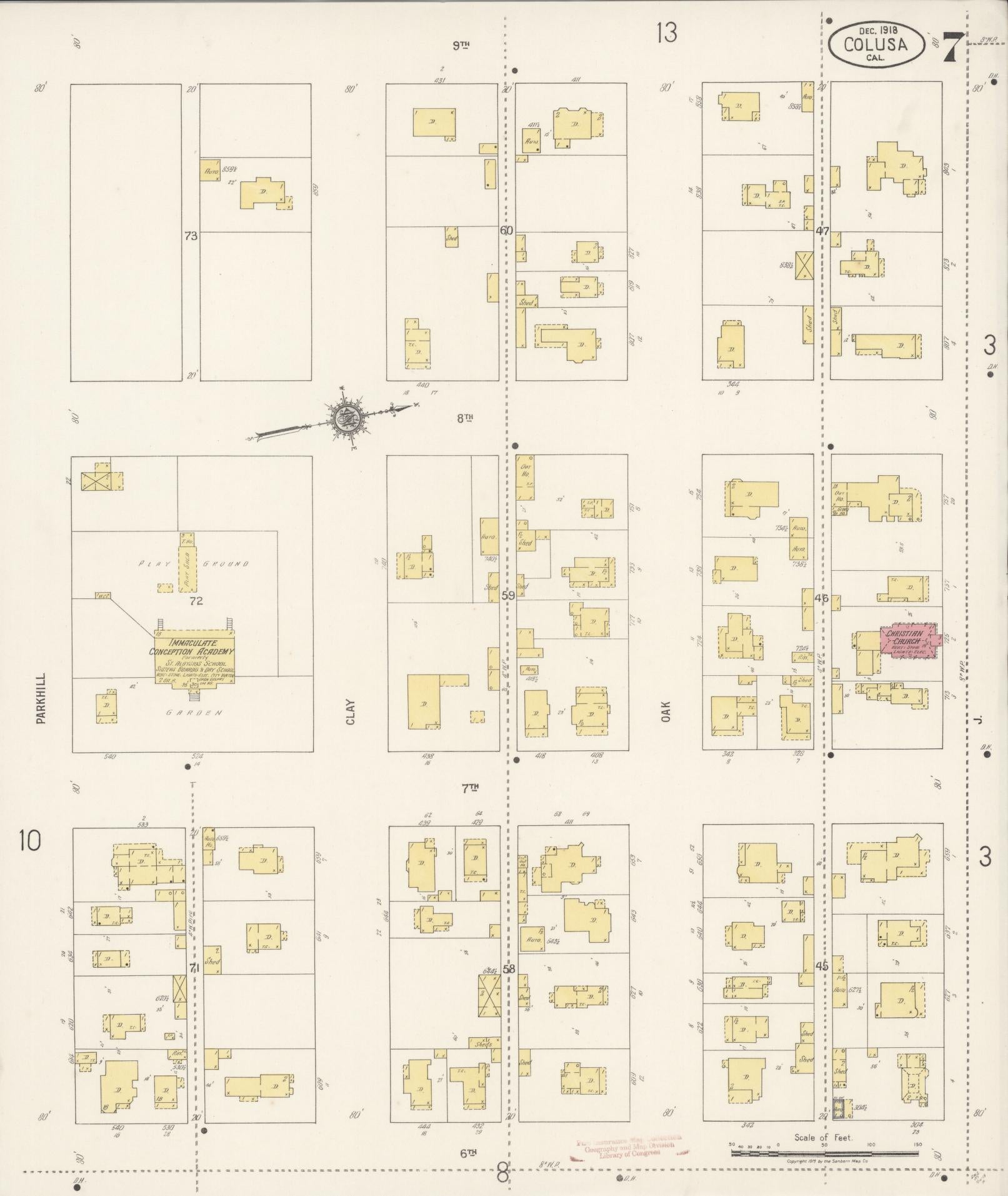 Sanborn Fire Insurance Map from Colusa, Colusa County, California (1918), Sheet #0007 - Historic Sanborn Fire Insurance Map Print, vintage old map wall art, antique decor, genealogy gift, California California map