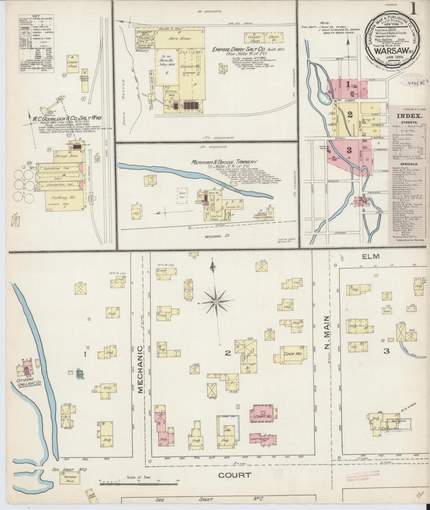 Sanborn Fire Insurance Map from Warsaw, Wyoming County, New York (1886), Sheet #0001 - Complete Map Set gallery image, historic Sanborn map, vintage wall art, Warsaw Wyoming