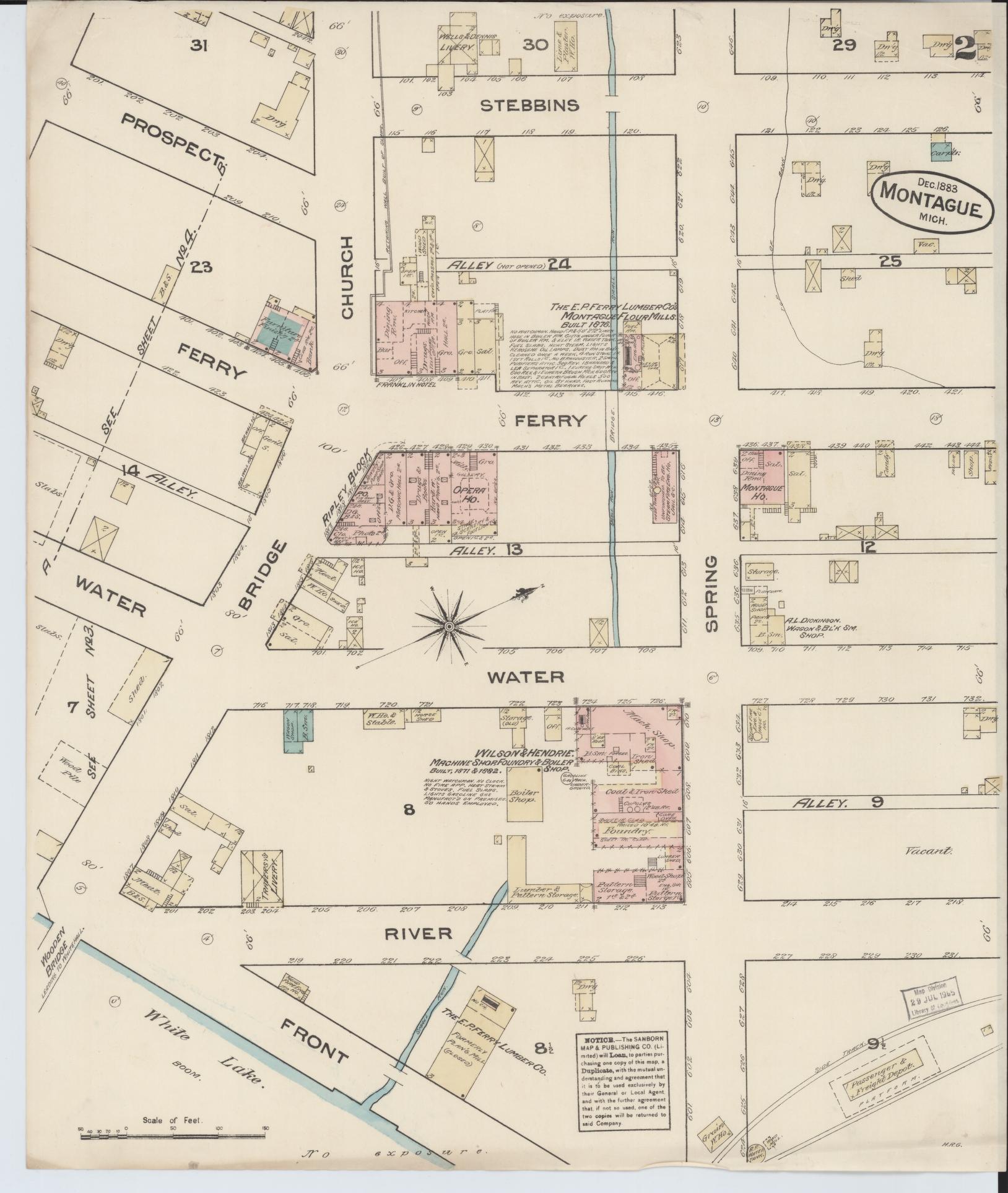 Sanborn Fire Insurance Map from Montague, Muskegon County, Michigan (1883), Sheet #0002 - Complete Map Set gallery image, historic Sanborn map, vintage wall art, Michigan Michigan