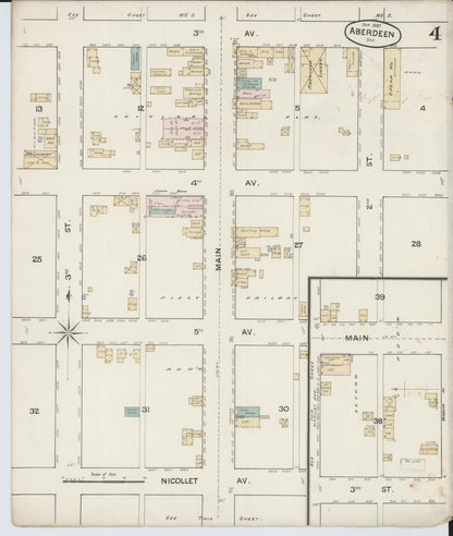 Sanborn Fire Insurance Map from Aberdeen, Brown County, South Dakota (1887), Sheet #0004 - Complete Map Set gallery image, historic Sanborn map, vintage wall art, South Dakota South Dakota