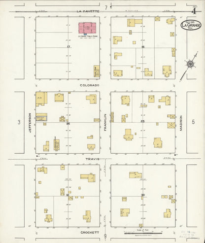 Sanborn Fire Insurance Map from La Grange, Fayette County, Texas (1921), Sheet #0004 - Complete Map Set gallery image, historic Sanborn map, vintage wall art, Texas Texas