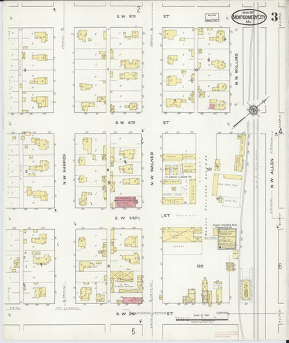 Sanborn Fire Insurance Map from Montgomery City, Montgomery County, Missouri (1917), Sheet #0003 - Historic Sanborn Fire Insurance Map Print, vintage old map wall art, antique decor, genealogy gift, Missouri Missouri map