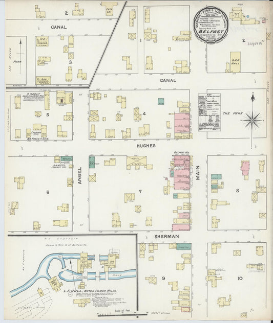 Sanborn Fire Insurance Map from Belfast, Allegany County, New York (1891), Sheet #0001 - Historic Sanborn Fire Insurance Map Print, vintage old map wall art, antique decor, genealogy gift, New York New York map