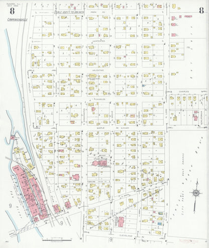 Sanborn Fire Insurance Map from Dundee, Kane County, Illinois (1933), Sheet #0008 - Complete Map Set gallery image, historic Sanborn map, vintage wall art, Illinois Illinois