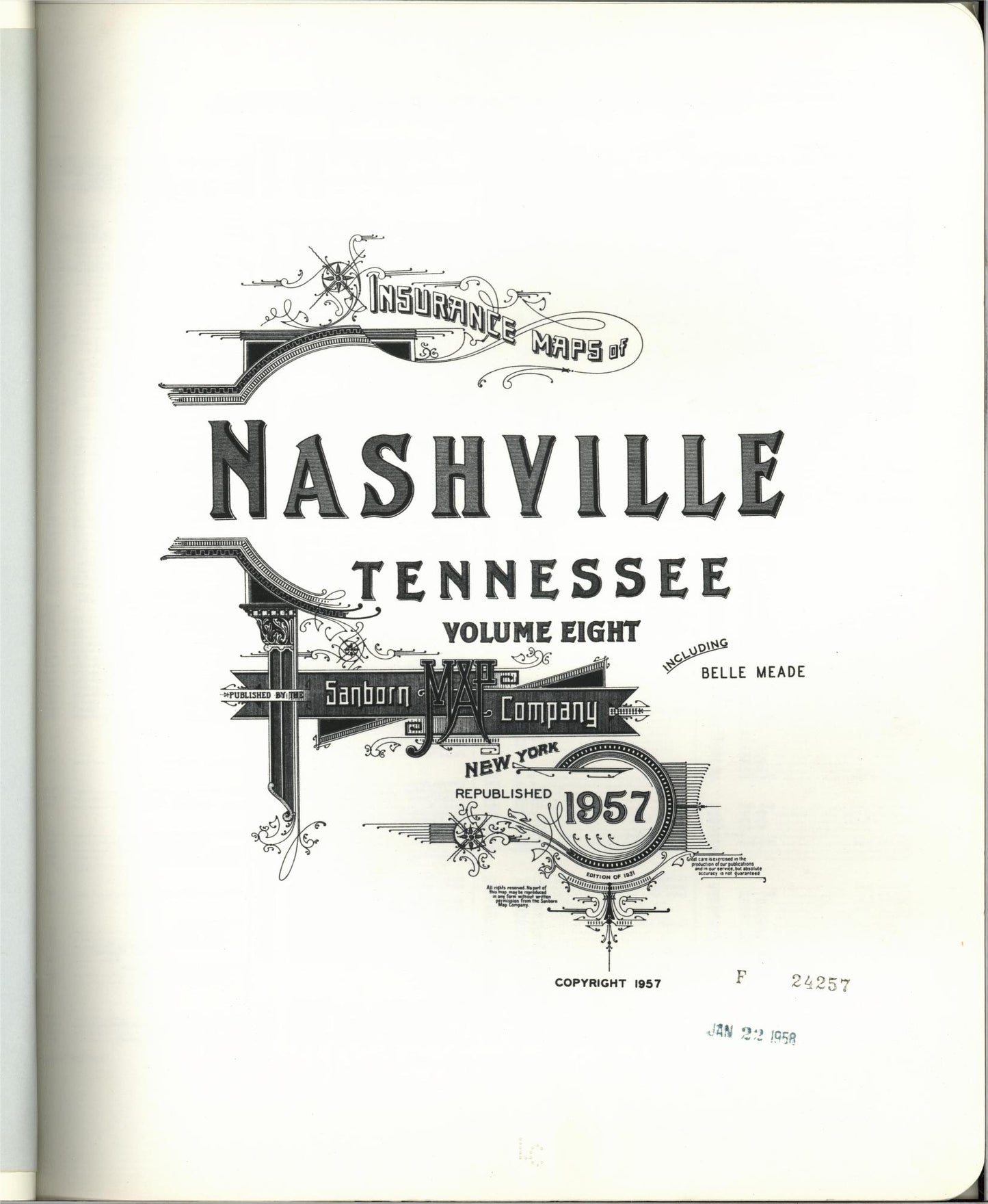 Sanborn Fire Insurance Map from Nashville, Davidson County, Tennessee. (1957) – Historic Sanborn Fire Insurance Map Print