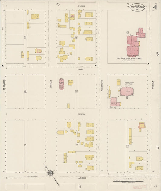 Sanborn Fire Insurance Map from Fort Benton, Chouteau County, Montana (1920), Sheet #0004 - Historic Sanborn Fire Insurance Map Print, vintage old map wall art, antique decor, genealogy gift, Montana Montana map