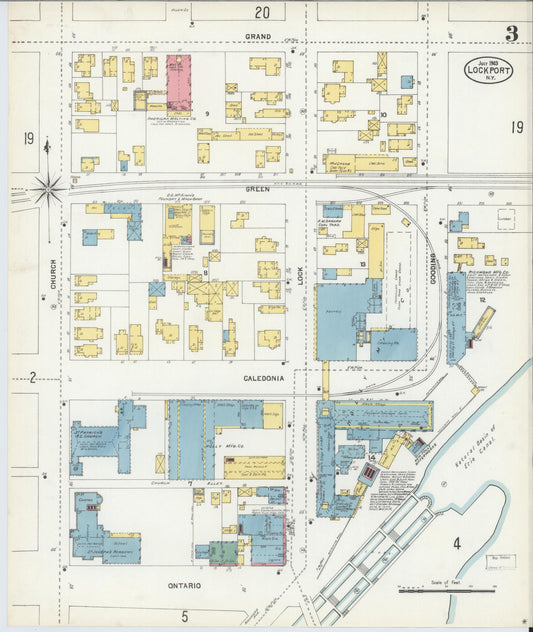 Sanborn Fire Insurance Map from Lockport, Niagara County, New York (1903), Sheet #0003 - Historic Sanborn Fire Insurance Map Print, vintage old map wall art, antique decor, genealogy gift, New York New York map