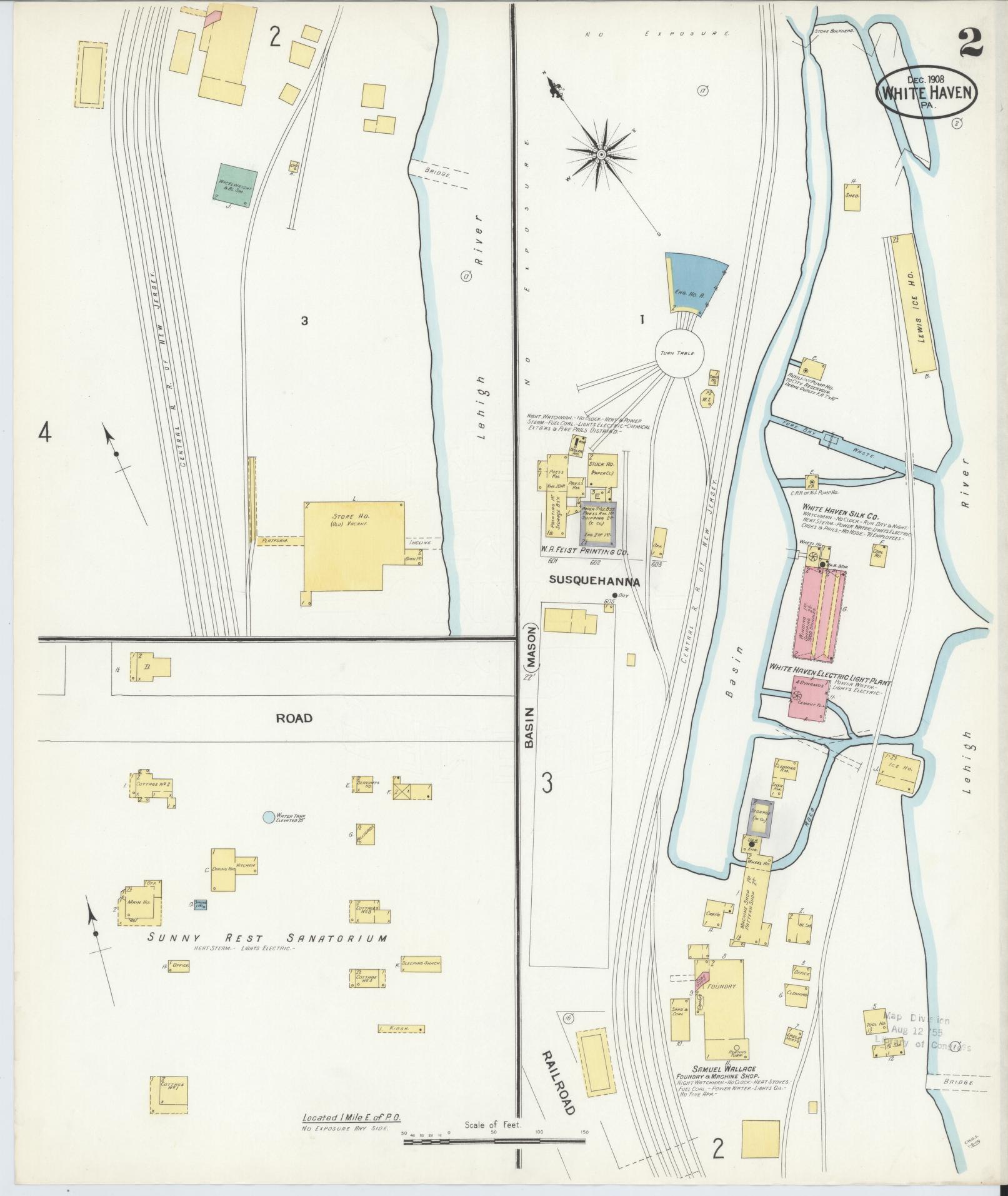 Sanborn Fire Insurance Map from White Haven, Luzerne County, Pennsylvania (1908), Sheet #0002 - Complete Map Set gallery image, historic Sanborn map, vintage wall art, Pennsylvania Pennsylvania