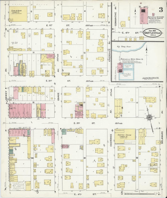 Sanborn Fire Insurance Map from Bartlesville, Washington County, Oklahoma (1909), Sheet #0003 - Historic Sanborn Fire Insurance Map Print, vintage old map wall art, antique decor, genealogy gift, Oklahoma Oklahoma map