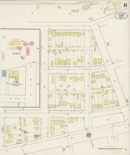 Sanborn Fire Insurance Map from Havre, Hill County, Montana (1920), Sheet #0008 - Complete Map Set gallery image, historic Sanborn map, vintage wall art, Montana Montana