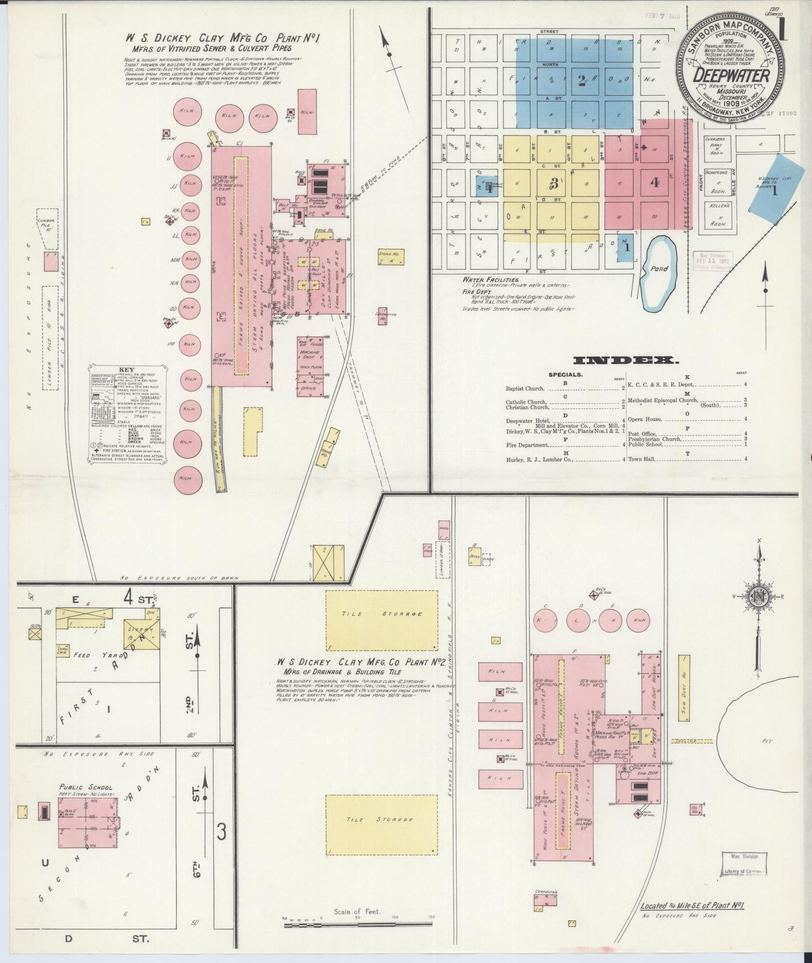 Sanborn Fire Insurance Map from Deepwater, Henry County, Missouri (1909), Sheet #0001 - Complete Map Set gallery image, historic Sanborn map, vintage wall art, Missouri Missouri