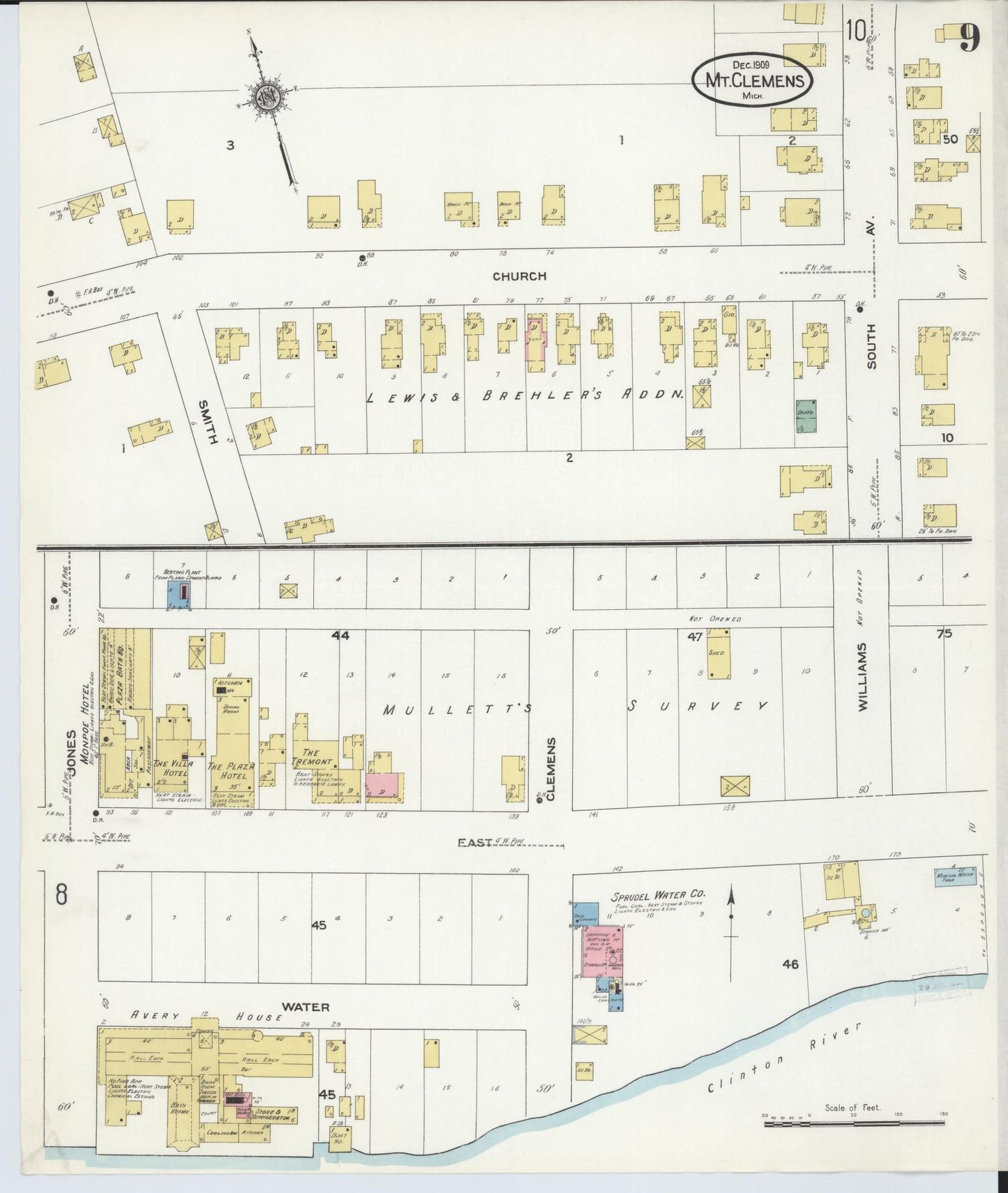 Sanborn Fire Insurance Map from Mount Clemens, Macomb County, Michigan (1909), Sheet #0009 - Complete Map Set gallery image, historic Sanborn map, vintage wall art, Michigan Michigan