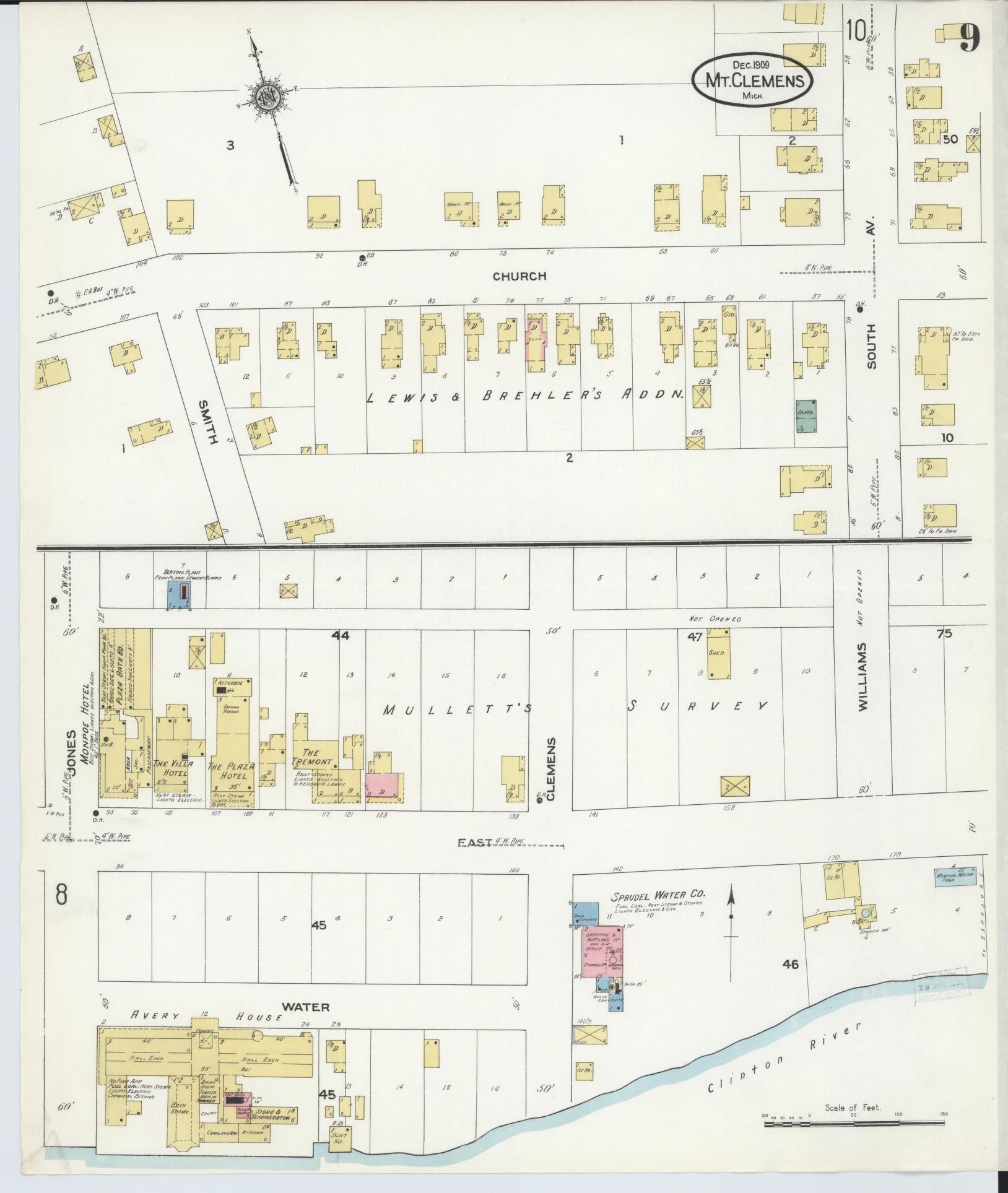 Sanborn Fire Insurance Map from Mount Clemens, Macomb County, Michigan (1909), Sheet #0009 - Complete Map Set gallery image, historic Sanborn map, vintage wall art, Michigan Michigan