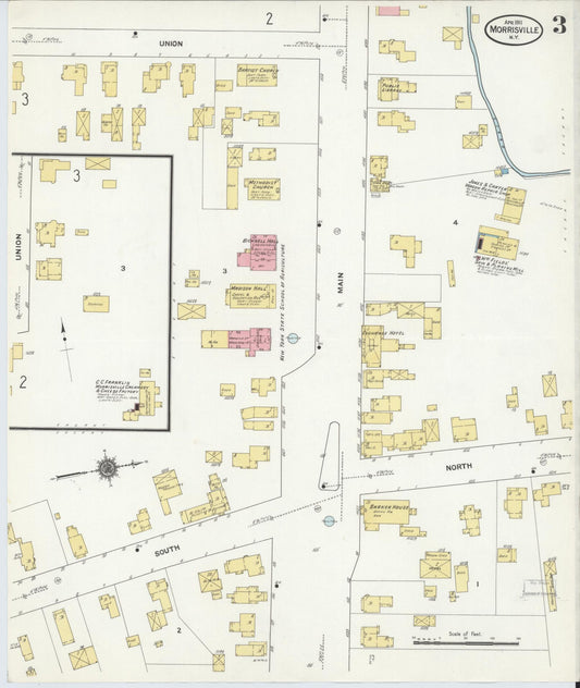 Sanborn Fire Insurance Map from Morrisville, Madison County, New York (1911), Sheet #0003 - Historic Sanborn Fire Insurance Map Print, vintage old map wall art, antique decor, genealogy gift, New York New York map