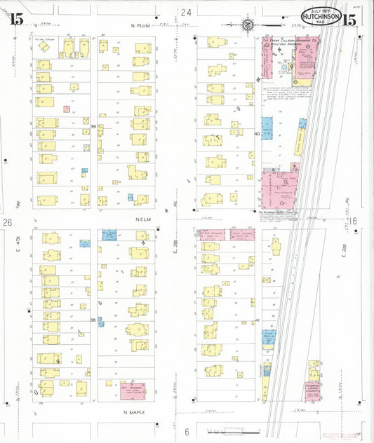 Sanborn Fire Insurance Map from Hutchinson, Reno County, Kansas (1929), Sheet #0016 - Historic Sanborn Fire Insurance Map Print, vintage old map wall art, antique decor, genealogy gift, Kansas Kansas map