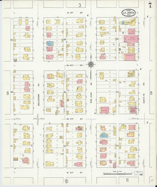 Sanborn Fire Insurance Map from La Junta, Otero County, Colorado (1911), Sheet #0007 - Historic Sanborn Fire Insurance Map Print, vintage old map wall art, antique decor, genealogy gift, Colorado Colorado map