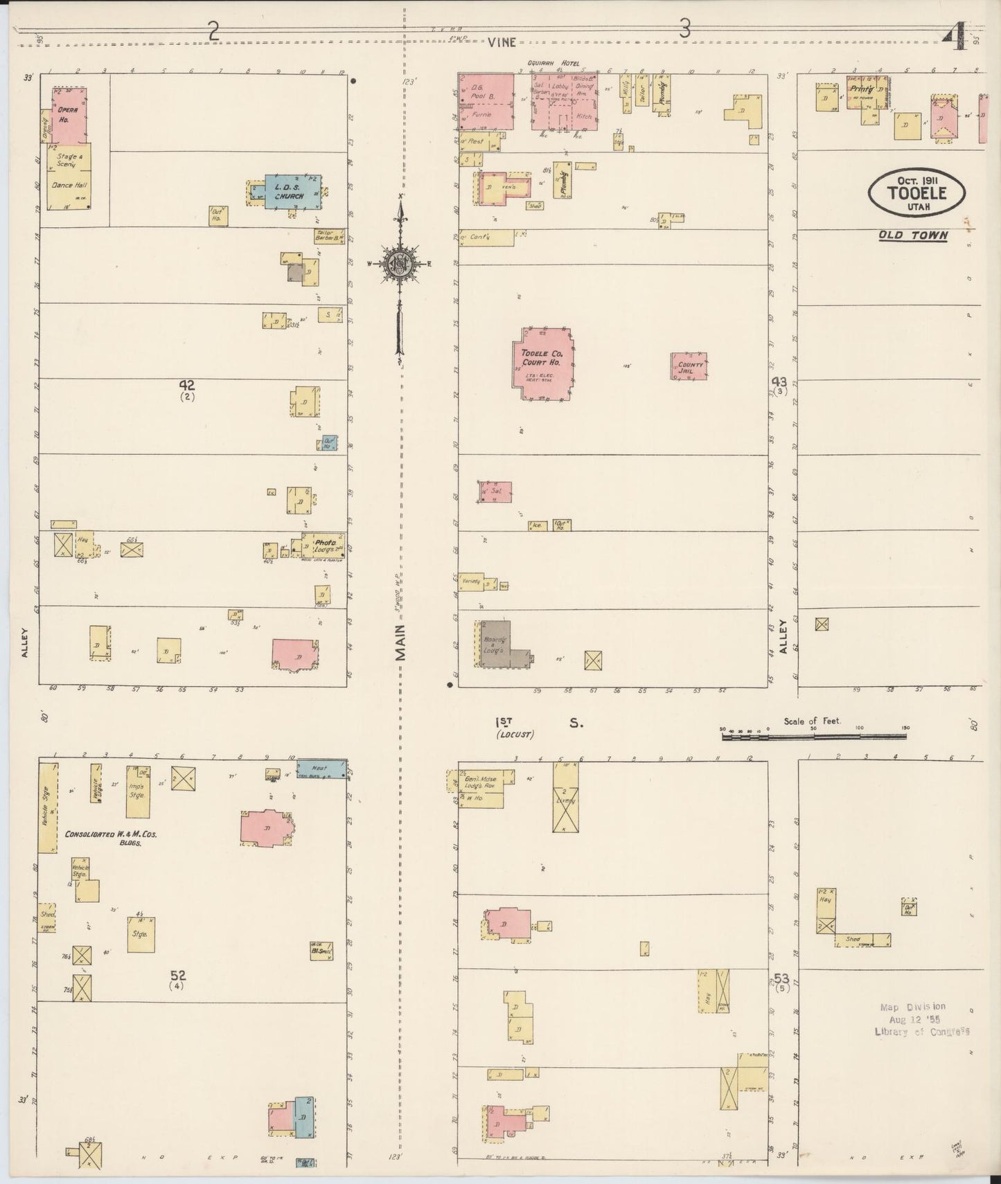 Sanborn Fire Insurance Map from Tooele, Tooele County, Utah (1911), Sheet #0004 - Complete Map Set gallery image, historic Sanborn map, vintage wall art, Utah Utah