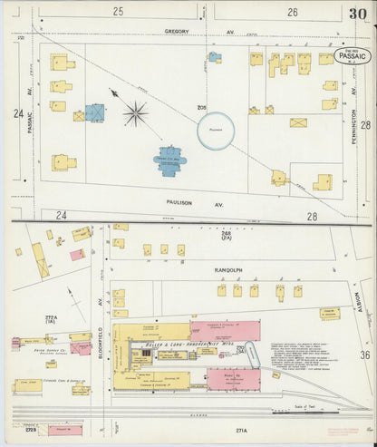Sanborn Fire Insurance Map from Passaic, Passaic County, New Jersey (1903), Sheet #0030 - Historic Sanborn Fire Insurance Map Print, vintage old map wall art, antique decor, genealogy gift, New Jersey New Jersey map