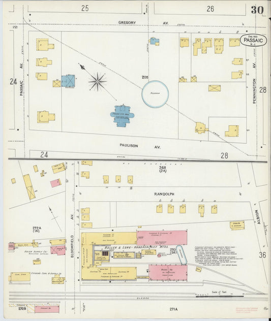 Sanborn Fire Insurance Map from Passaic, Passaic County, New Jersey (1903), Sheet #0030 - Historic Sanborn Fire Insurance Map Print, vintage old map wall art, antique decor, genealogy gift, New Jersey New Jersey map