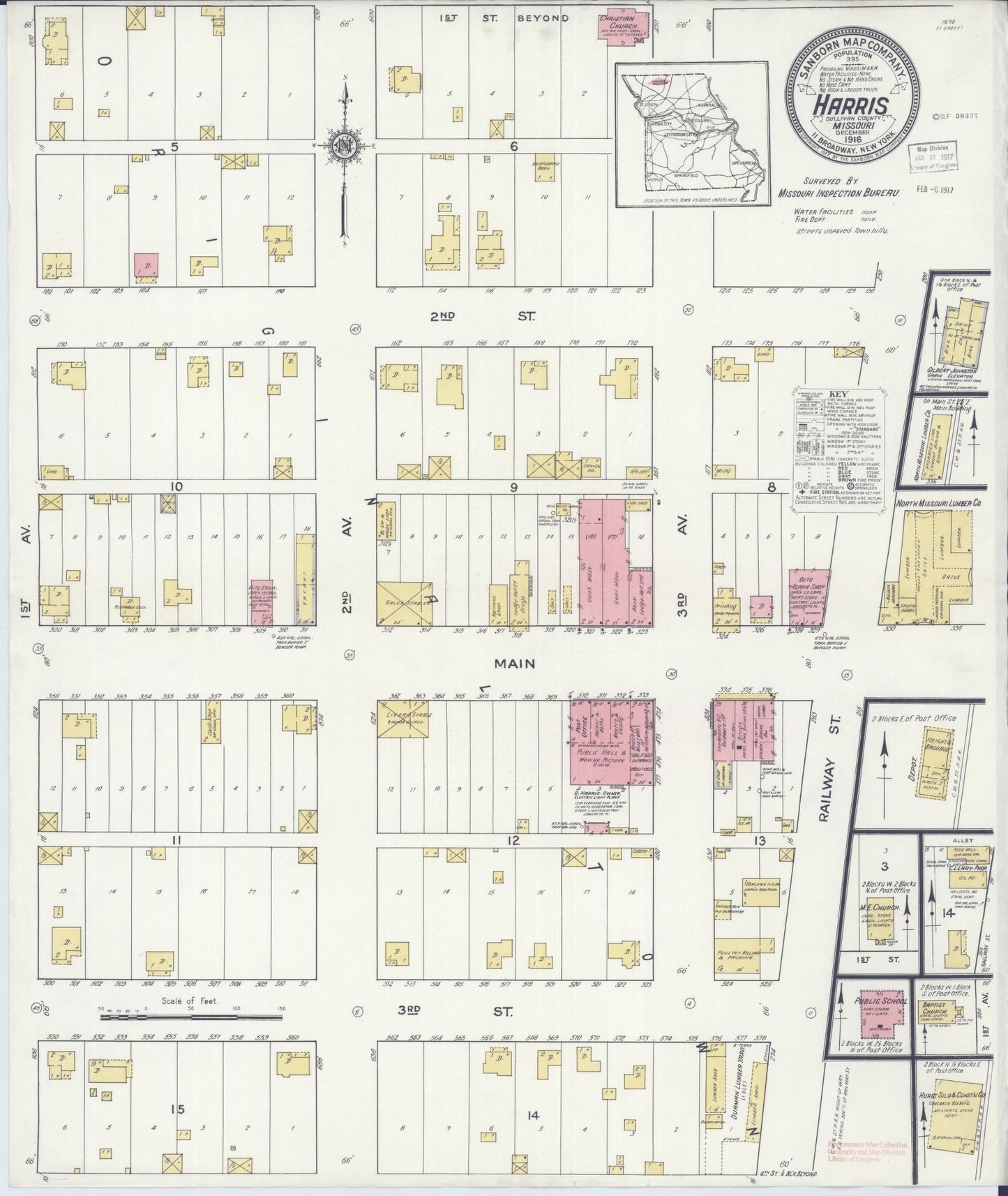 Sanborn Fire Insurance Map from Harris, Sullivan County, Missouri (1916), Sheet #0001 - Historic Sanborn Fire Insurance Map Print, vintage old map wall art, antique decor, genealogy gift, Missouri Missouri map