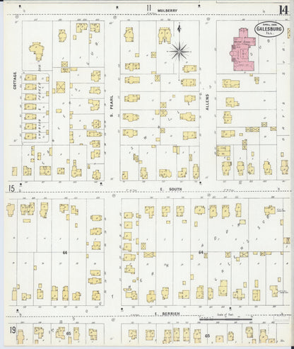 Sanborn Fire Insurance Map from Galesburg, Knox County, Illinois (1906), Sheet #0014 - Historic Sanborn Fire Insurance Map Print, vintage old map wall art, antique decor, genealogy gift, Illinois Illinois map