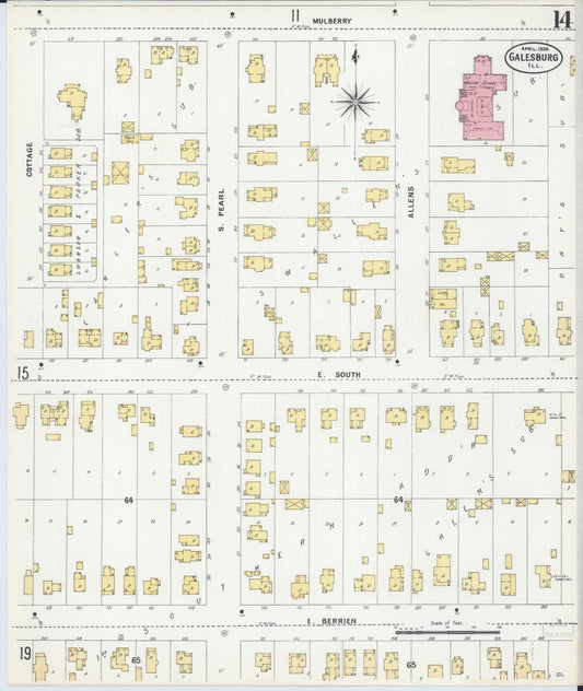 Sanborn Fire Insurance Map from Galesburg, Knox County, Illinois (1906), Sheet #0014 - Historic Sanborn Fire Insurance Map Print, vintage old map wall art, antique decor, genealogy gift, Illinois Illinois map