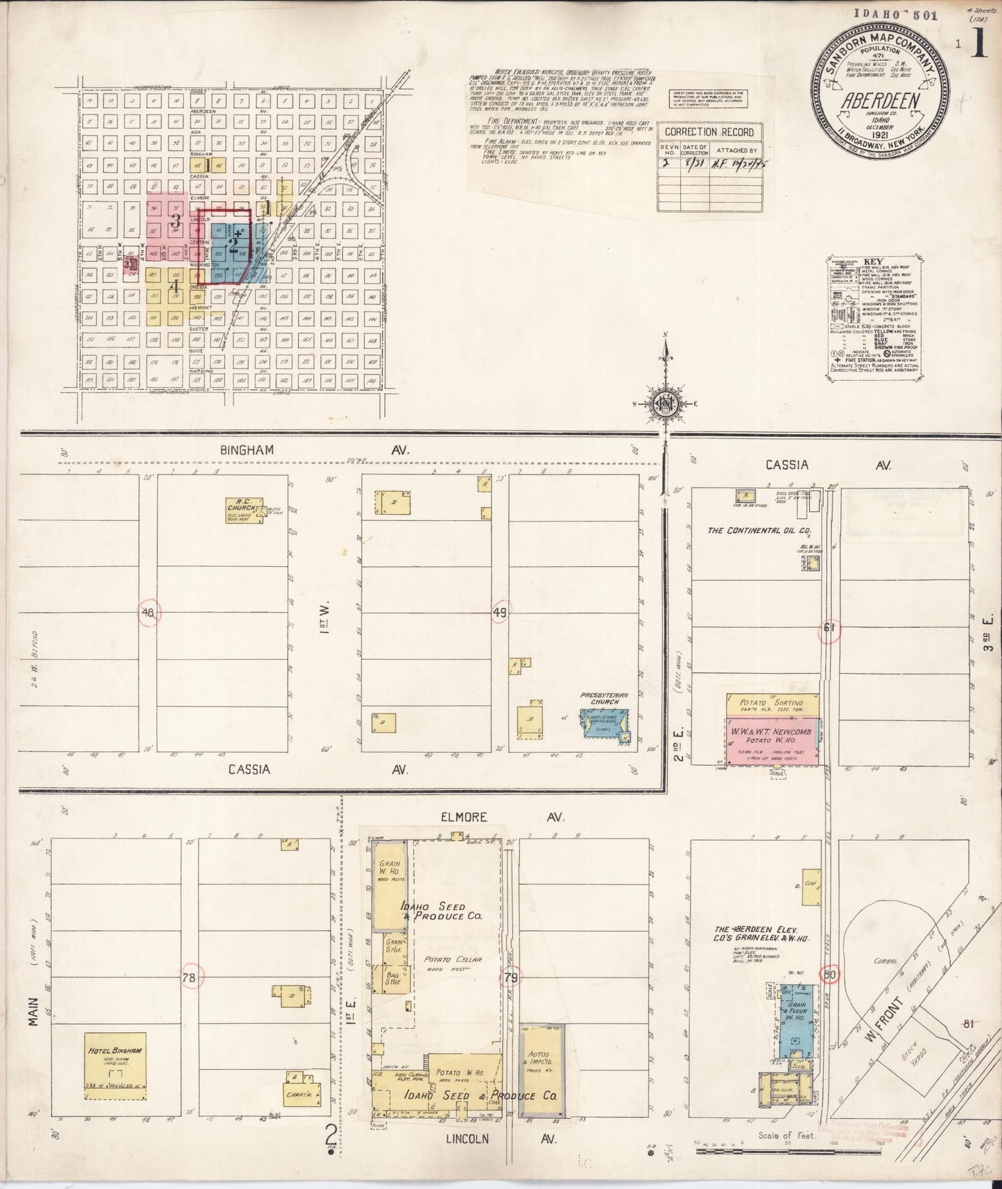 Sanborn Fire Insurance Map from Aberdeen, Bingham County, Idaho. (1931) – Historic Sanborn Fire Insurance Map Print