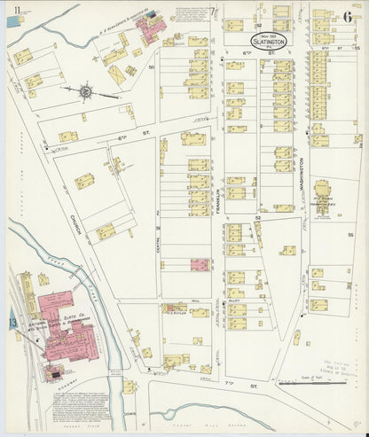 Sanborn Fire Insurance Map from Slatington, Lehigh County, Pennsylvania (1913), Sheet #0006 - Historic Sanborn Fire Insurance Map Print, vintage old map wall art, antique decor, genealogy gift, Pennsylvania Pennsylvania map