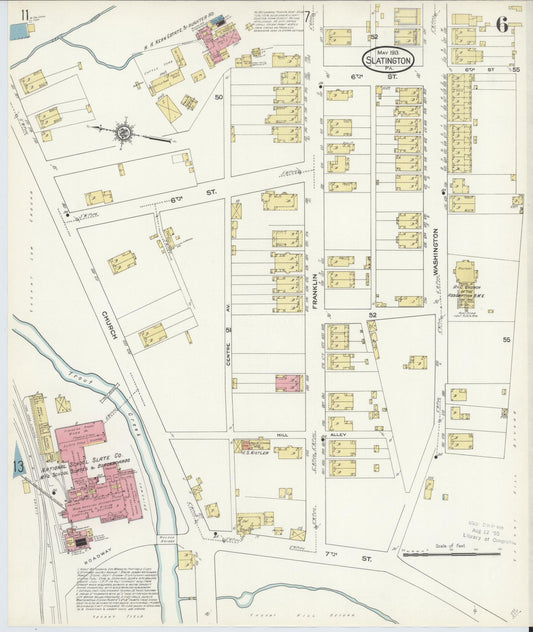 Sanborn Fire Insurance Map from Slatington, Lehigh County, Pennsylvania (1913), Sheet #0006 - Historic Sanborn Fire Insurance Map Print, vintage old map wall art, antique decor, genealogy gift, Pennsylvania Pennsylvania map