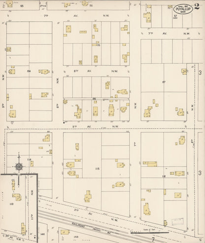 Sanborn Fire Insurance Map from Puyallup, Pierce County, Washington (1912), Sheet #0002 - Complete Map Set gallery image, historic Sanborn map, vintage wall art, Washington Washington