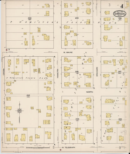 Sanborn Fire Insurance Map from Dowagiac, Cass County, Michigan (1922), Sheet #0004 - Complete Map Set gallery image, historic Sanborn map, vintage wall art, Michigan Michigan