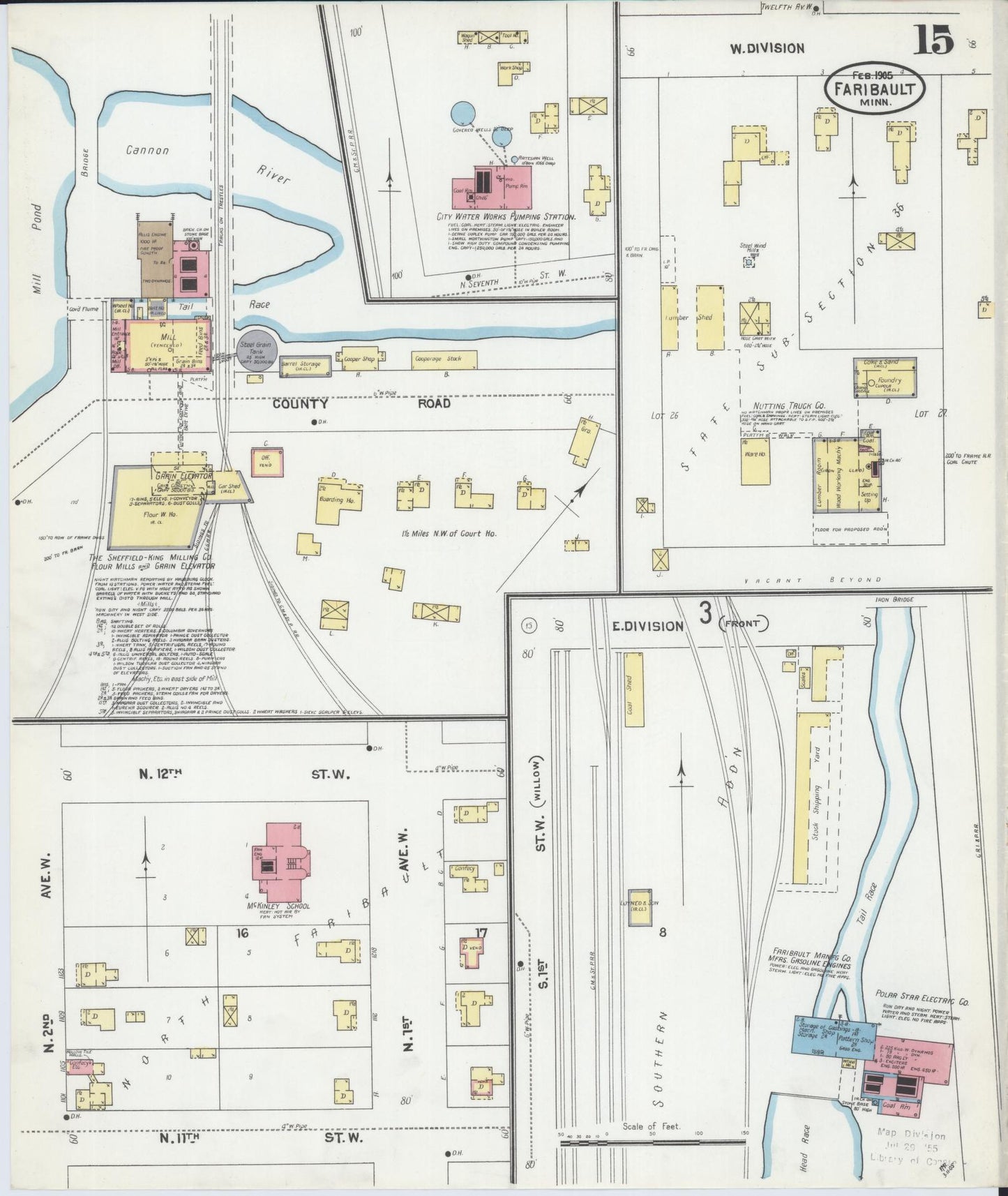 Sanborn Fire Insurance Map from Faribault, Rice County, Minnesota (1905), Sheet #0015 - Complete Map Set gallery image, historic Sanborn map, vintage wall art, Minnesota Minnesota