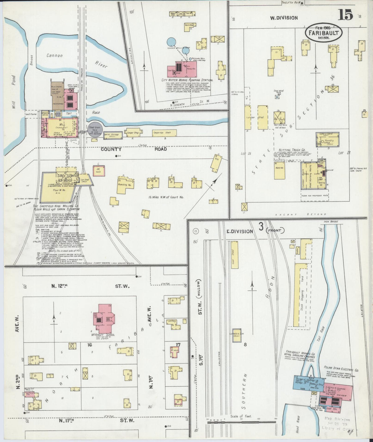 Sanborn Fire Insurance Map from Faribault, Rice County, Minnesota (1905), Sheet #0015 - Complete Map Set gallery image, historic Sanborn map, vintage wall art, Minnesota Minnesota
