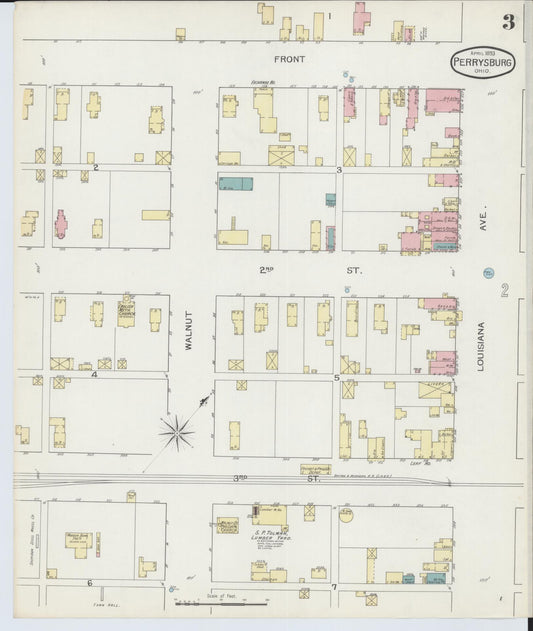 Sanborn Fire Insurance Map from Perrysburg, Wood County, Ohio (1893), Sheet #0003 - Historic Sanborn Fire Insurance Map Print, vintage old map wall art, antique decor, genealogy gift, Ohio Ohio map