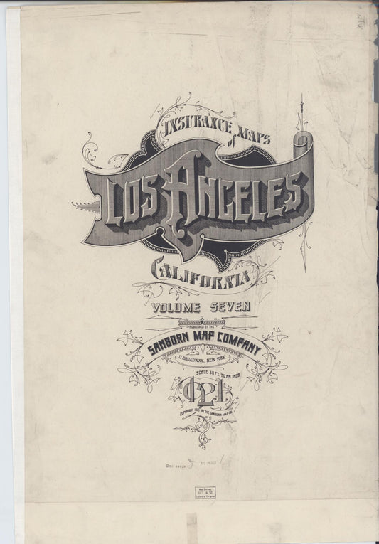 Sanborn Fire Insurance Map from Los Angeles, Los Angeles County, California (1921), Sheet #0001 - Historic Sanborn Fire Insurance Map Print, vintage old map wall art, antique decor, genealogy gift, California California map