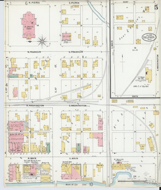 Sanborn Fire Insurance Map from Delphos, Van Wert And Allen Counties, Ohio (1899), Sheet #0005 - Historic Sanborn Fire Insurance Map Print, vintage old map wall art, antique decor, genealogy gift, Ohio Ohio map