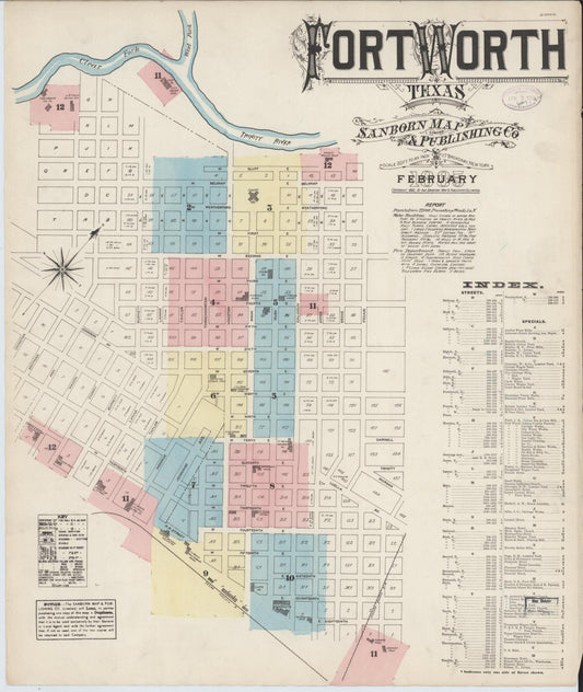 Sanborn Fire Insurance Map from Fort Worth, Tarrant County, Texas (1885), Sheet #0001 - Complete Map Set gallery image, historic Sanborn map, vintage wall art, Texas Texas