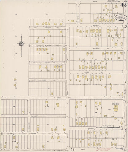 Sanborn Fire Insurance Map from Glendale, Los Angeles County, California (1919), Sheet #0042 - Historic Sanborn Fire Insurance Map Print, vintage old map wall art, antique decor, genealogy gift, California California map