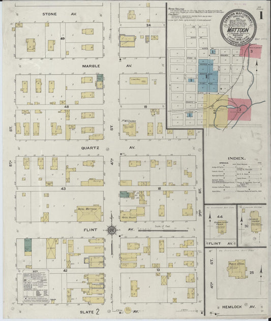 Sanborn Fire Insurance Map from Mattoon, Shawano County, Wisconsin (1909), Sheet #0001 - Complete Map Set gallery image, historic Sanborn map, vintage wall art, Wisconsin Wisconsin