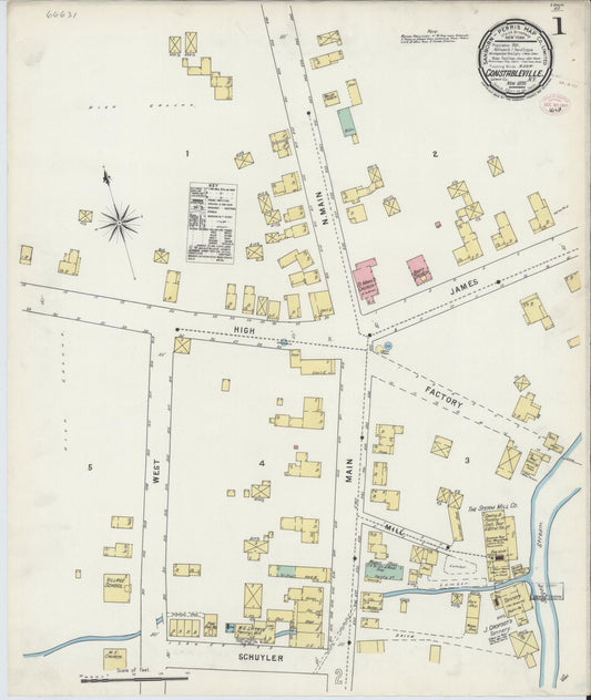 Sanborn Fire Insurance Map from Constableville, Lewis County, New York (1895), Sheet #0001 - Historic Sanborn Fire Insurance Map Print, vintage old map wall art, antique decor, genealogy gift, New York New York map