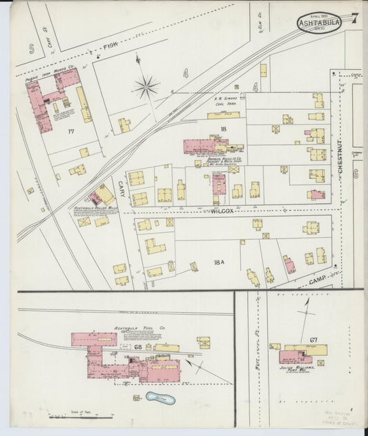 Sanborn Fire Insurance Map from Ashtabula, Ashtabula County, Ohio (1893), Sheet #0007 - Historic Sanborn Fire Insurance Map Print, vintage old map wall art, antique decor, genealogy gift, Ohio Ohio map
