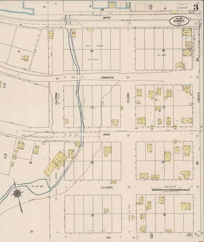 Sanborn Fire Insurance Map from Rainier, Columbia County, Oregon (1921), Sheet #0003 - Complete Map Set gallery image, historic Sanborn map, vintage wall art, Oregon Oregon