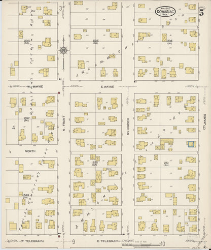 Sanborn Fire Insurance Map from Dowagiac, Cass County, Michigan (1922), Sheet #0005 - Complete Map Set gallery image, historic Sanborn map, vintage wall art, Michigan Michigan