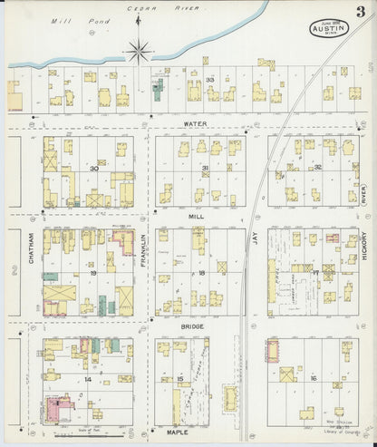 Sanborn Fire Insurance Map from Austin, Mower County, Minnesota (1892), Sheet #0003 - Historic Sanborn Fire Insurance Map Print, vintage old map wall art, antique decor, genealogy gift, Minnesota Minnesota map