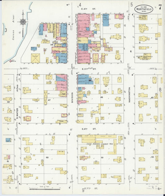 Sanborn Fire Insurance Map from Northfield, Rice County, Minnesota (1910), Sheet #0007 - Historic Sanborn Fire Insurance Map Print, vintage old map wall art, antique decor, genealogy gift, Minnesota Minnesota map