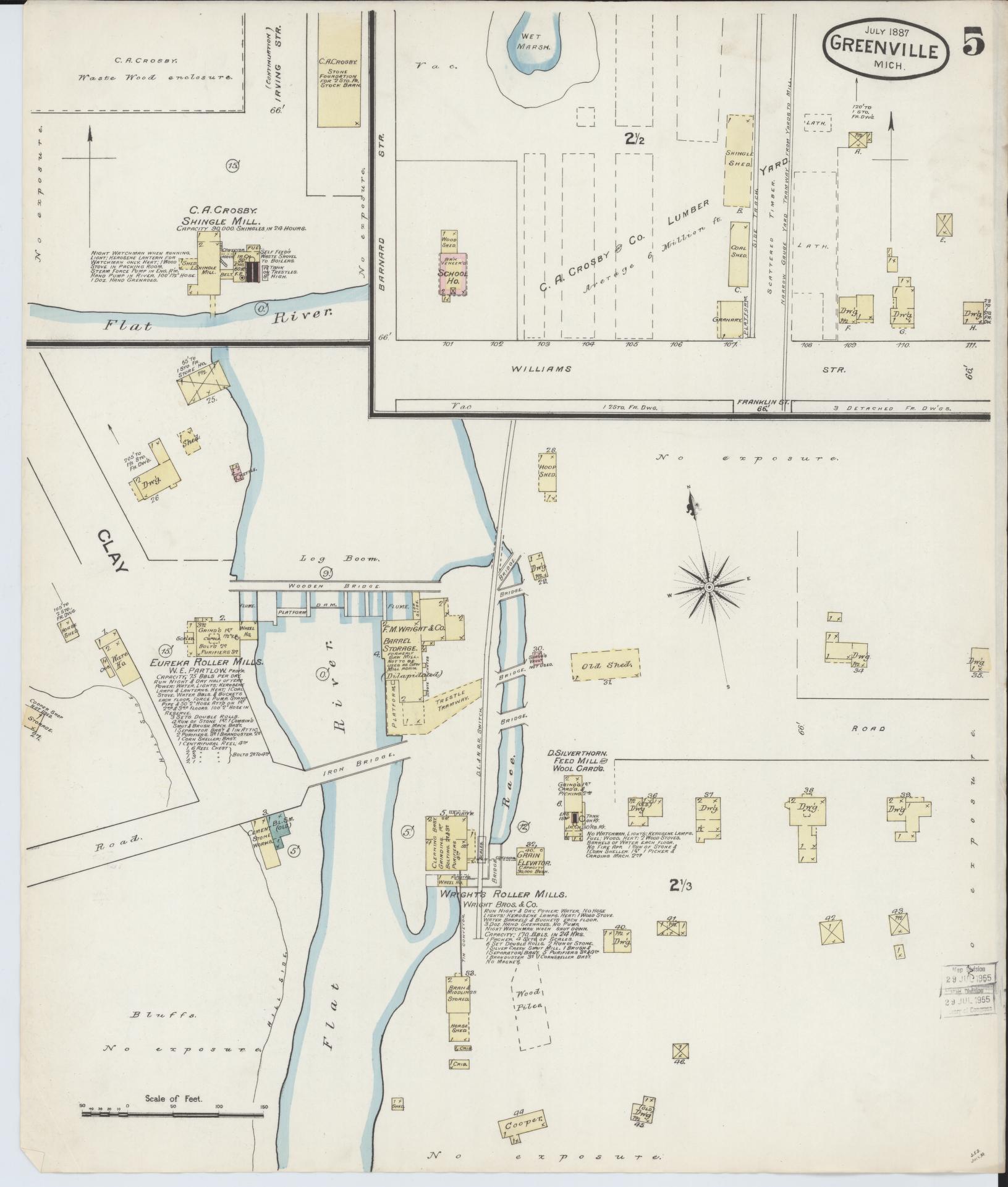 Sanborn Fire Insurance Map from Greenville, Montcalm County, Michigan (1887), Sheet #0005 - Complete Map Set gallery image, historic Sanborn map, vintage wall art, Michigan Michigan