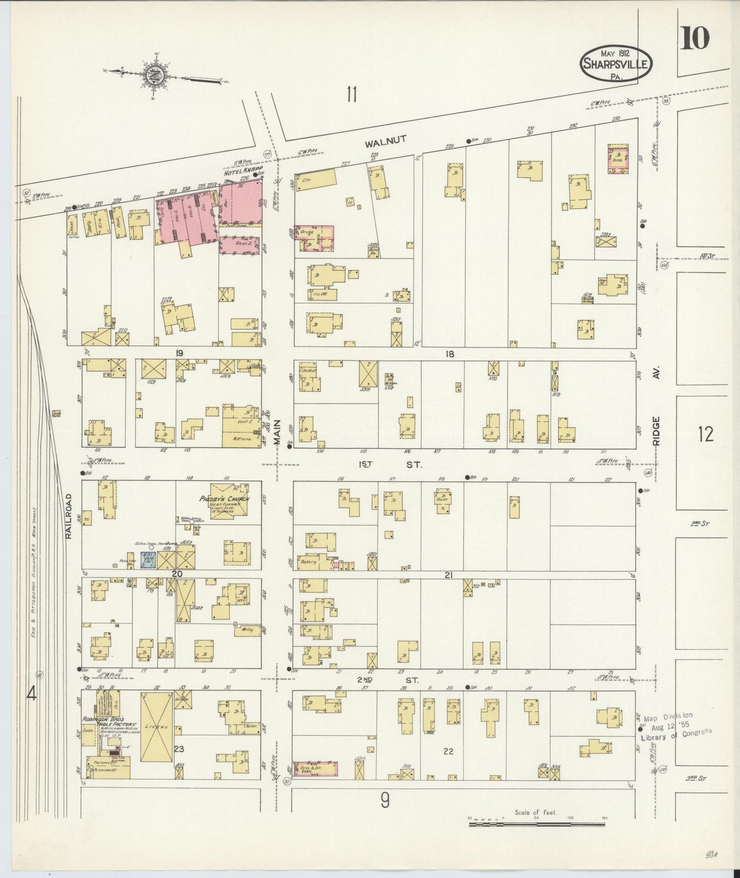 Sanborn Fire Insurance Map from Sharpsville, Mercer County, Pennsylvania (1912), Sheet #0010 - Complete Map Set gallery image, historic Sanborn map, vintage wall art, Pennsylvania Pennsylvania